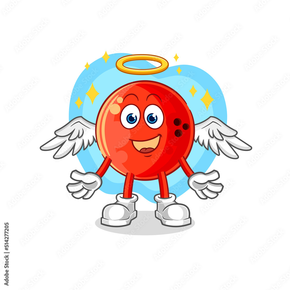 Canvas Prints bowling ball angel with wings vector. cartoon character