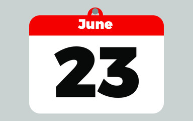 June, 23. White and red calendar.