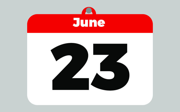 June, 23. White and red calendar.
