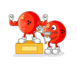 bowling ball sculptor character. cartoon mascot vector