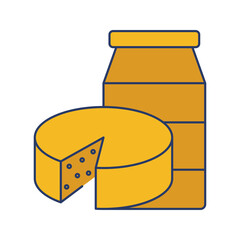 Milk and bread dairy food icon