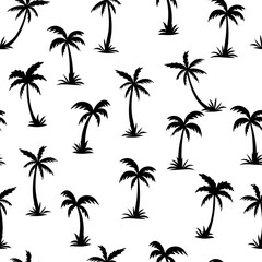Seamless black and white palm tree