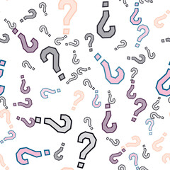 Quiz seamless pattern. Question marks, doubt, faq