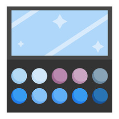 Cosmetic palette with shadows of different colors and shades. Flat style. Vector