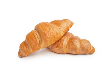 two croissants isolated on white background