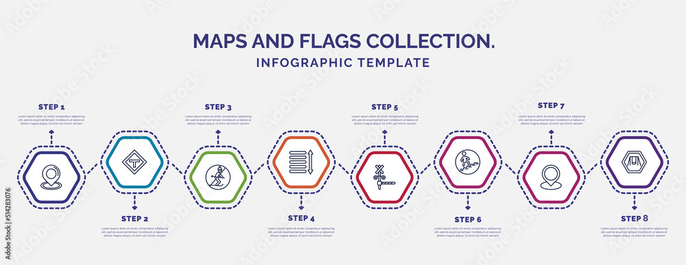 Aufkleber infographic template with icons and 8 options or steps. infographic for maps and flags collection. c