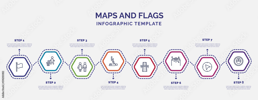 Poster infographic template with icons and 8 options or steps. infographic for maps and flags concept. incl