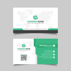 Green color business card design, Healthy business card template design 