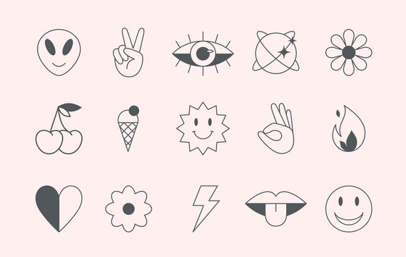 Premium Vector  Abstract icons or symbols in y2k aesthetic