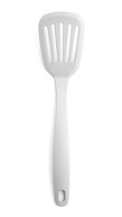 Plastic kitchen spatula gray color on white background