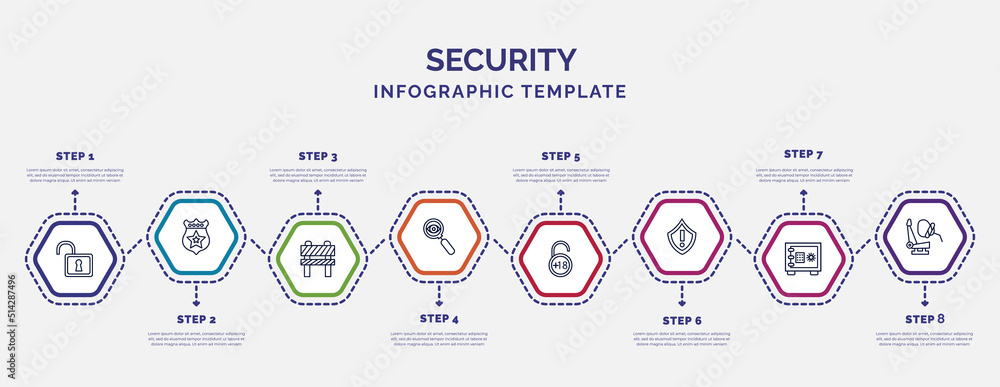 Poster infographic template with icons and 8 options or steps. infographic for security concept. included u