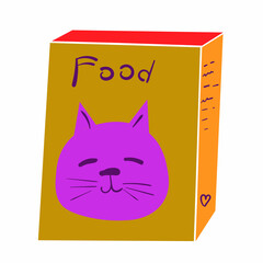 Food for cat illustration. Feed for pets icon on white background.