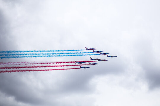 Paris, France - July 23, 2017: The Patrouille de France jets during the last stage of the Tour de France 2017