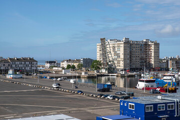 Urban landscape of the city and port of Saint Nazaire in Brittany, France
