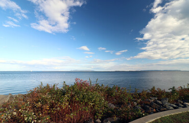 Vast lake with distant hills - Thunder Bay Marina, Ontario, Canada