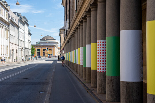 Copenhagen, Denmark - June 30, 2022: Decoration in the city centre for the starting of the Tour de France.