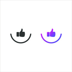 Thumb up or like icon button, in solid and gradient color