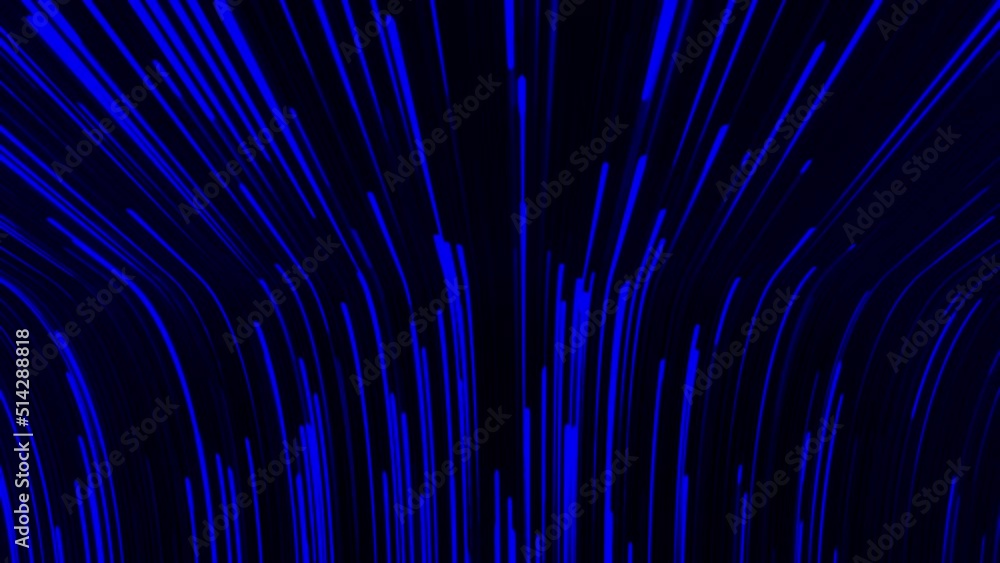 Poster colorful lines move in curved stream. motion. background of bright stream of lines with bend. moving
