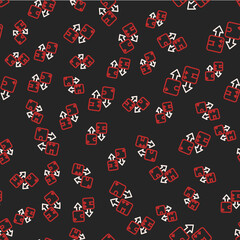 Line Cardboard box with traffic symbol icon isolated seamless pattern on black background. Box, package, parcel sign. Delivery, transportation and shipping. Vector