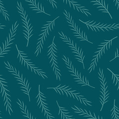 Botanical vector seamless pattern in turquoise color