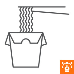 Noodles box line icon, outline style icon for web site or mobile app, food and takeaway, noodle vector icon, simple vector illustration, vector graphics with editable strokes.