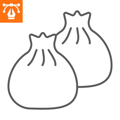 Wonton line icon , outline style icon for web site or mobile app, food and dim sum, dumplings vector icon, simple vector illustration, vector graphics with editable strokes.
