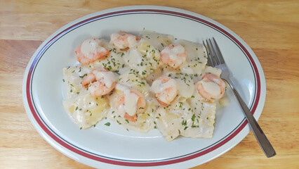 Shrimp Ravioli with a Parmesan Alfredo Sauce	