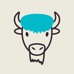 Bison buffalo ox icon. Animal head vector