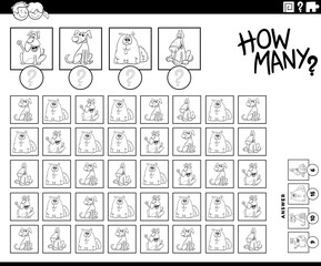 how many cartoon dogs counting game coloring page