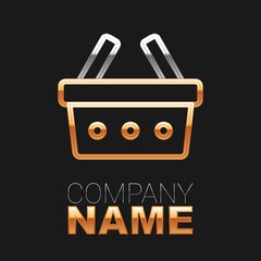 Line Shopping basket icon isolated on black background. Online buying concept. Delivery service sign. Shopping cart symbol. Colorful outline concept. Vector