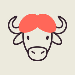 Buffalo bison ox icon. Animal head vector