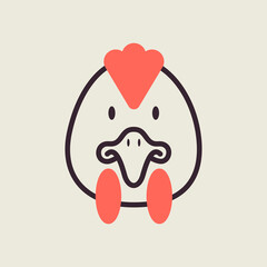 Chicken icon. Animal head vector illustration