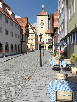 3d illustration of a traditional german city in a video game style