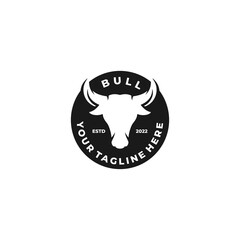 Bull simple flat logo design vector