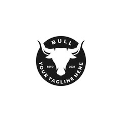 Bull simple flat logo design vector