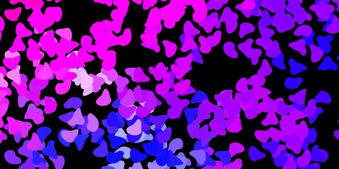 Dark pink, blue vector pattern with abstract shapes.