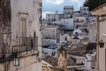 View of historic old downtown Monte Sant Angelo, Gargano Peninsula in Italy