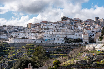 Fototapeta na wymiar View of historic old downtown Monte Sant Angelo, Gargano Peninsula in Italy