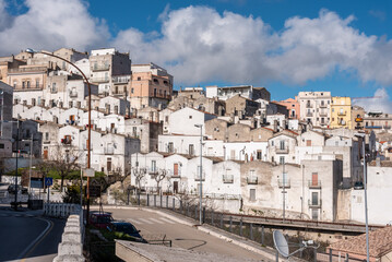 View of historic old downtown Monte Sant Angelo, Gargano Peninsula in Italy
