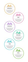 Vertical infographic design with icons and 6 options or steps. Thin line. Infographics business concept. Can be used for info graphics, flow charts, presentations, mobile web sites, printed materials.