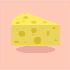 piece of cheese vector on a pink background