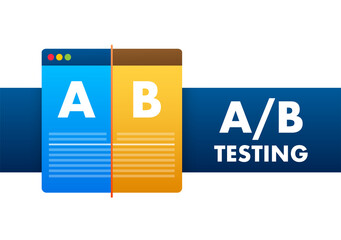 AB testing, split test. Bug Fixing, User Feedback. Homepage landing page template. Vector stock illustration. - obrazy, fototapety, plakaty