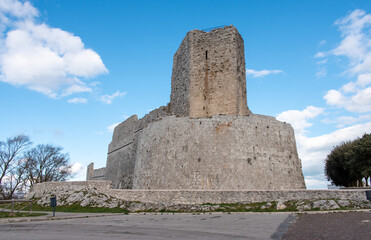 Fototapeta na wymiar Norman Swabian Aragonese castle in Monte Sant Angelo, Gargano Peninsula in Italy