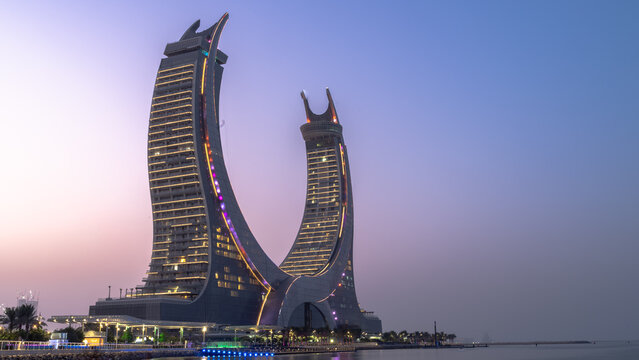 The crescent tower in the newly developing city lusail in Qatar.