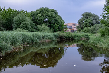 Fototapeta na wymiar Platone river near Jelgava town in Latvia in summer