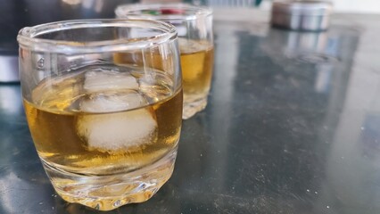 whisky shot with ice