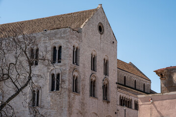 Backside facade of basilica San Nicola in Bari, Italy