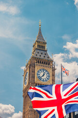 Union Jack flag and Big Ben, London