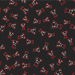 Line Oil petrol test tube icon isolated seamless pattern on black background. Cmemistry flask and falling drop. Vector