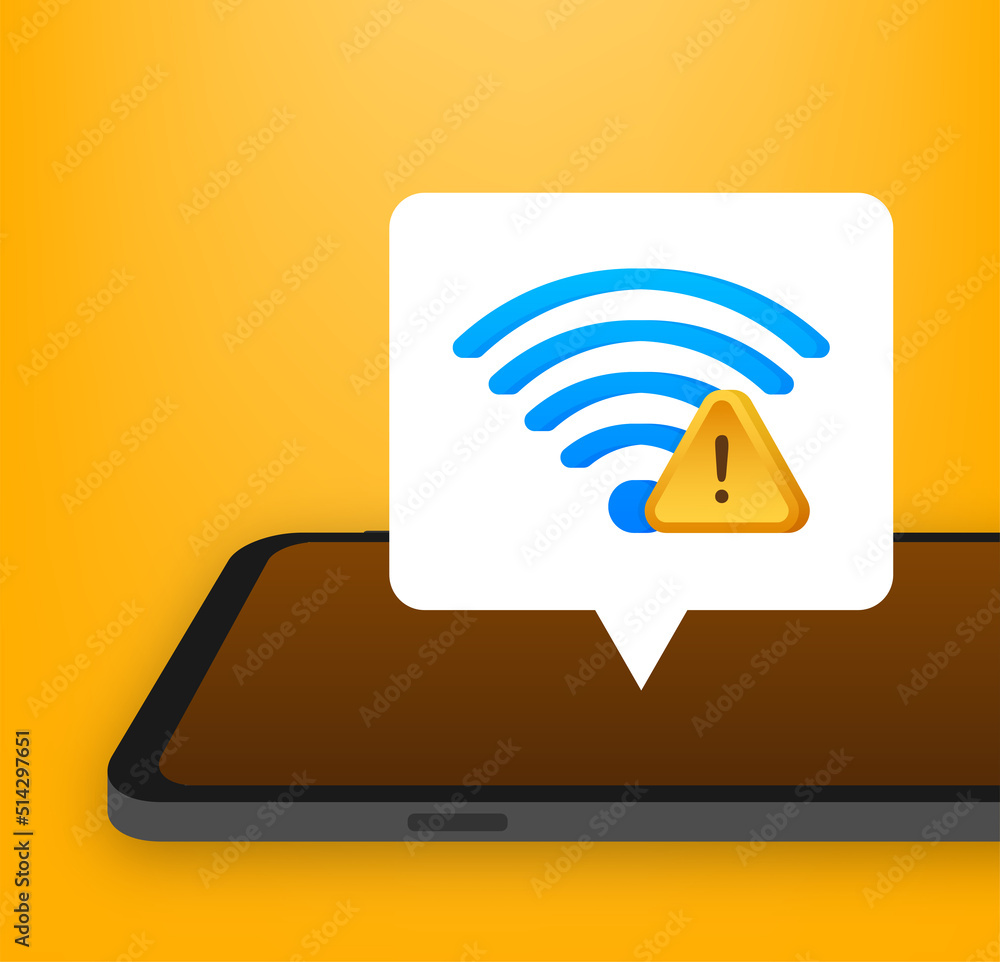 Poster no internet connection found on smartphone. lost wireless connection. no wifi. vector stock illustra
